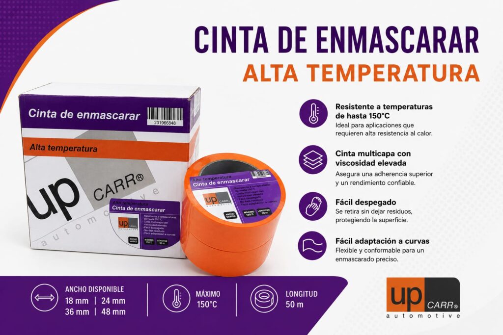 Cinta de enmascarar naranja Alta Temperatura 150º 50 mt UPCARR